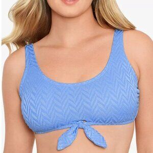 Salt + Cove Textured Chevron Tie Front Bralette Bikini Top Twilight Blue S